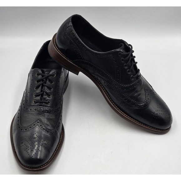 Johnston Murphy J&M 1850 Hughes Wingtip Oxford Black Leather Size 8M Italy main image 9